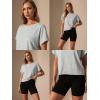 image:imageGRECERELLE Womens Open Back Workout Tops Backless Athletic Shirts Casual Crop Running Tee Y2k YogaLight Grey