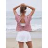 image:imageGRECERELLE Womens Open Back Workout Tops Backless Athletic Shirts Casual Crop Running Tee Y2k YogaMauve