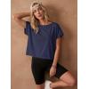 image:imageGRECERELLE Womens Open Back Workout Tops Backless Athletic Shirts Casual Crop Running Tee Y2k YogaNavy Blue