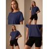 image:imageGRECERELLE Womens Open Back Workout Tops Backless Athletic Shirts Casual Crop Running Tee Y2k YogaNavy Blue