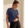 image:imageGRECERELLE Womens Open Back Workout Tops Backless Athletic Shirts Casual Crop Running Tee Y2k YogaNavy Blue