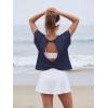image:imageGRECERELLE Womens Open Back Workout Tops Backless Athletic Shirts Casual Crop Running Tee Y2k YogaNavy Blue