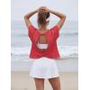 image:imageGRECERELLE Womens Open Back Workout Tops Backless Athletic Shirts Casual Crop Running Tee Y2k YogaRed
