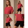 image:imageGRECERELLE Womens Open Back Workout Tops Backless Athletic Shirts Casual Crop Running Tee Y2k YogaRed