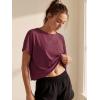 image:imageGRECERELLE Womens Open Back Workout Tops Backless Athletic Shirts Casual Crop Running Tee Y2k YogaWine Red