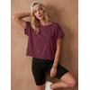 image:imageGRECERELLE Womens Open Back Workout Tops Backless Athletic Shirts Casual Crop Running Tee Y2k YogaWine Red