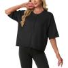 image:imageGRECERELLE Womens Short Sleeve Knit Cropped Cardigan Sweater for Business Casual Transitional Weather amp Daily WearBlack