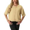 image:imageGRECERELLE Womens Short Sleeve Knit Cropped Cardigan Sweater for Business Casual Transitional Weather amp Daily WearButter Yellow