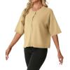 image:imageGRECERELLE Womens Short Sleeve Knit Cropped Cardigan Sweater for Business Casual Transitional Weather amp Daily WearButter Yellow