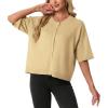 image:imageGRECERELLE Womens Short Sleeve Knit Cropped Cardigan Sweater for Business Casual Transitional Weather amp Daily WearButter Yellow