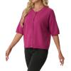 image:imageGRECERELLE Womens Short Sleeve Knit Cropped Cardigan Sweater for Business Casual Transitional Weather amp Daily WearHot Pink