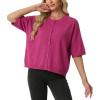 image:imageGRECERELLE Womens Short Sleeve Knit Cropped Cardigan Sweater for Business Casual Transitional Weather amp Daily WearHot Pink