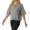 image:imageGRECERELLE Womens Short Sleeve Knit Cropped Cardigan Sweater for Business Casual Transitional Weather amp Daily WearLight Gray
