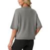 image:imageGRECERELLE Womens Short Sleeve Knit Cropped Cardigan Sweater for Business Casual Transitional Weather amp Daily WearLight Gray