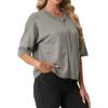 image:imageGRECERELLE Womens Short Sleeve Knit Cropped Cardigan Sweater for Business Casual Transitional Weather amp Daily WearLight Gray