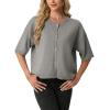 image:imageGRECERELLE Womens Short Sleeve Knit Cropped Cardigan Sweater for Business Casual Transitional Weather amp Daily WearLight Gray