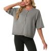 image:imageGRECERELLE Womens Short Sleeve Knit Cropped Cardigan Sweater for Business Casual Transitional Weather amp Daily WearLight Gray