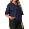 image:imageGRECERELLE Womens Short Sleeve Knit Cropped Cardigan Sweater for Business Casual Transitional Weather amp Daily WearNavy Blue