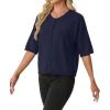 image:imageGRECERELLE Womens Short Sleeve Knit Cropped Cardigan Sweater for Business Casual Transitional Weather amp Daily WearNavy Blue