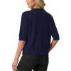 image:imageGRECERELLE Womens Short Sleeve Knit Cropped Cardigan Sweater for Business Casual Transitional Weather amp Daily WearNavy Blue
