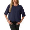 image:imageGRECERELLE Womens Short Sleeve Knit Cropped Cardigan Sweater for Business Casual Transitional Weather amp Daily WearNavy Blue