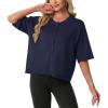 image:imageGRECERELLE Womens Short Sleeve Knit Cropped Cardigan Sweater for Business Casual Transitional Weather amp Daily WearNavy Blue