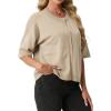 image:imageGRECERELLE Womens Short Sleeve Knit Cropped Cardigan Sweater for Business Casual Transitional Weather amp Daily WearOatmeal