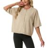 image:imageGRECERELLE Womens Short Sleeve Knit Cropped Cardigan Sweater for Business Casual Transitional Weather amp Daily WearOatmeal