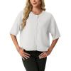 image:imageGRECERELLE Womens Short Sleeve Knit Cropped Cardigan Sweater for Business Casual Transitional Weather amp Daily WearWhite