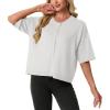 image:imageGRECERELLE Womens Short Sleeve Knit Cropped Cardigan Sweater for Business Casual Transitional Weather amp Daily WearWhite