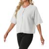 image:imageGRECERELLE Womens Short Sleeve Knit Cropped Cardigan Sweater for Business Casual Transitional Weather amp Daily WearWhite