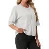 image:imageGRECERELLE Womens Short Sleeve Knit Cropped Cardigan Sweater for Business Casual Transitional Weather amp Daily WearWhite