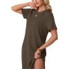 image:imageGRECERELLE Womens Short Sleeve Loose Fit Midi Long Dress  WrinkleFree Crewneck Split for Work Travel Casual VersatileArmy Green
