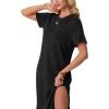 image:imageGRECERELLE Womens Short Sleeve Loose Fit Midi Long Dress  WrinkleFree Crewneck Split for Work Travel Casual VersatileBlack