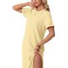 image:imageGRECERELLE Womens Short Sleeve Loose Fit Midi Long Dress  WrinkleFree Crewneck Split for Work Travel Casual VersatileButter Yellow