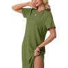 image:imageGRECERELLE Womens Short Sleeve Loose Fit Midi Long Dress  WrinkleFree Crewneck Split for Work Travel Casual VersatileDill Green