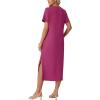 image:imageGRECERELLE Womens Short Sleeve Loose Fit Midi Long Dress  WrinkleFree Crewneck Split for Work Travel Casual VersatileHot Pink