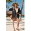image:imageGRECERELLE Womens Summer Lightweight 34 Sleeve Cardigan Open Front Casual Loose Kimono Cover Ups with PocketsBlack