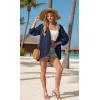 image:imageGRECERELLE Womens Summer Lightweight 34 Sleeve Cardigan Open Front Casual Loose Kimono Cover Ups with PocketsDark Blue