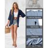 image:imageGRECERELLE Womens Summer Lightweight 34 Sleeve Cardigan Open Front Casual Loose Kimono Cover Ups with PocketsDark Blue