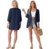 image:imageGRECERELLE Womens Summer Lightweight 34 Sleeve Cardigan Open Front Casual Loose Kimono Cover Ups with PocketsDark Blue