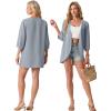 image:imageGRECERELLE Womens Summer Lightweight 34 Sleeve Cardigan Open Front Casual Loose Kimono Cover Ups with PocketsHaze Blue