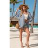 image:imageGRECERELLE Womens Summer Lightweight 34 Sleeve Cardigan Open Front Casual Loose Kimono Cover Ups with PocketsHaze Blue