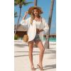 image:imageGRECERELLE Womens Summer Lightweight 34 Sleeve Cardigan Open Front Casual Loose Kimono Cover Ups with PocketsIvory White