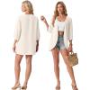 image:imageGRECERELLE Womens Summer Lightweight 34 Sleeve Cardigan Open Front Casual Loose Kimono Cover Ups with PocketsIvory White