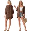 image:imageGRECERELLE Womens Summer Lightweight 34 Sleeve Cardigan Open Front Casual Loose Kimono Cover Ups with PocketsLd Coffee