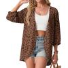 image:imageGRECERELLE Womens Summer Lightweight 34 Sleeve Cardigan Open Front Casual Loose Kimono Cover Ups with PocketsLd Coffee