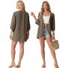image:imageGRECERELLE Womens Summer Lightweight 34 Sleeve Cardigan Open Front Casual Loose Kimono Cover Ups with PocketsLd Dark Khaki