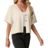 image:imageGRECERELLE Womens Summer Lightweight Short Sleeve Cardigans Open Front V Neck Casual Knit Button Down SweaterApricot
