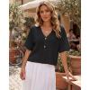 image:imageGRECERELLE Womens Summer Lightweight Short Sleeve Cardigans Open Front V Neck Casual Knit Button Down SweaterBlack